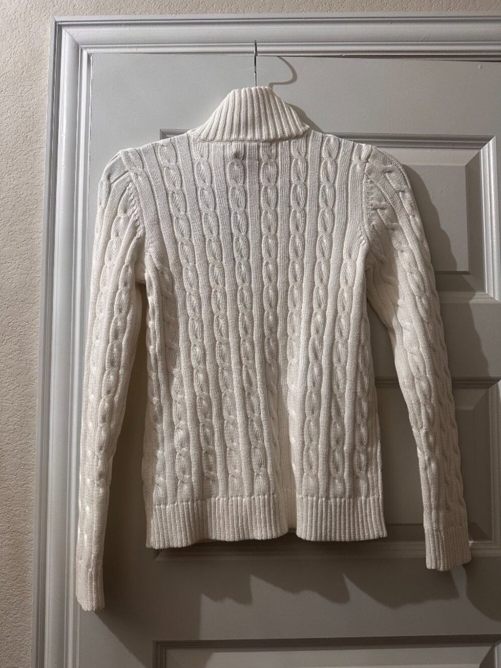 Ralph Lauren White Cable-Knit Cotton Full-Zip Sweater Size S - Picture 9 of 9